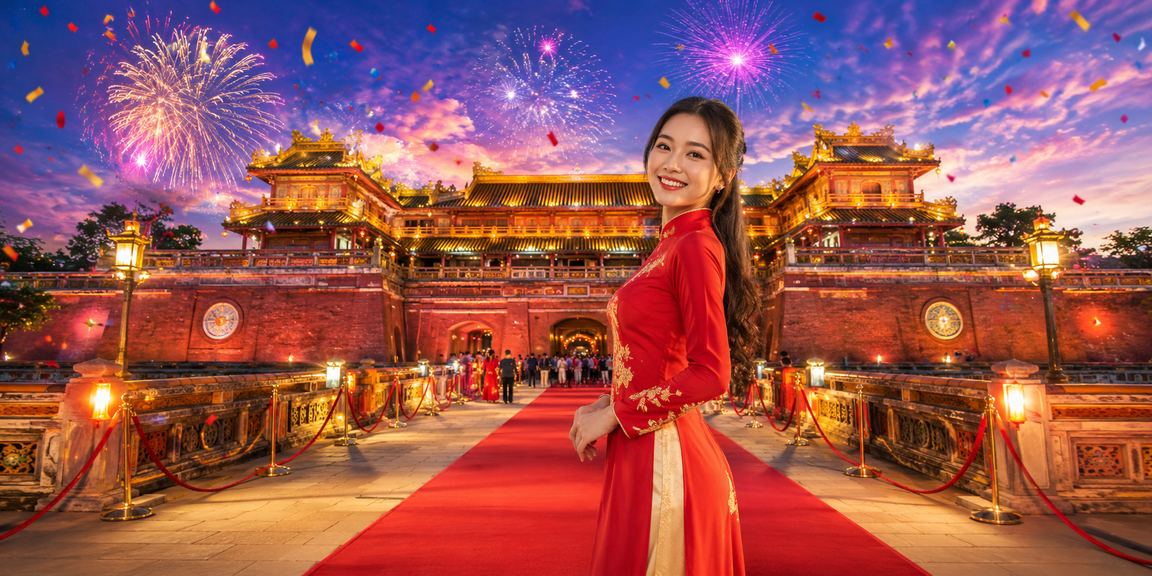 Người dùng Huế mặc áo dài nhận khuyến mãi qua ứng dụng casino 33win2